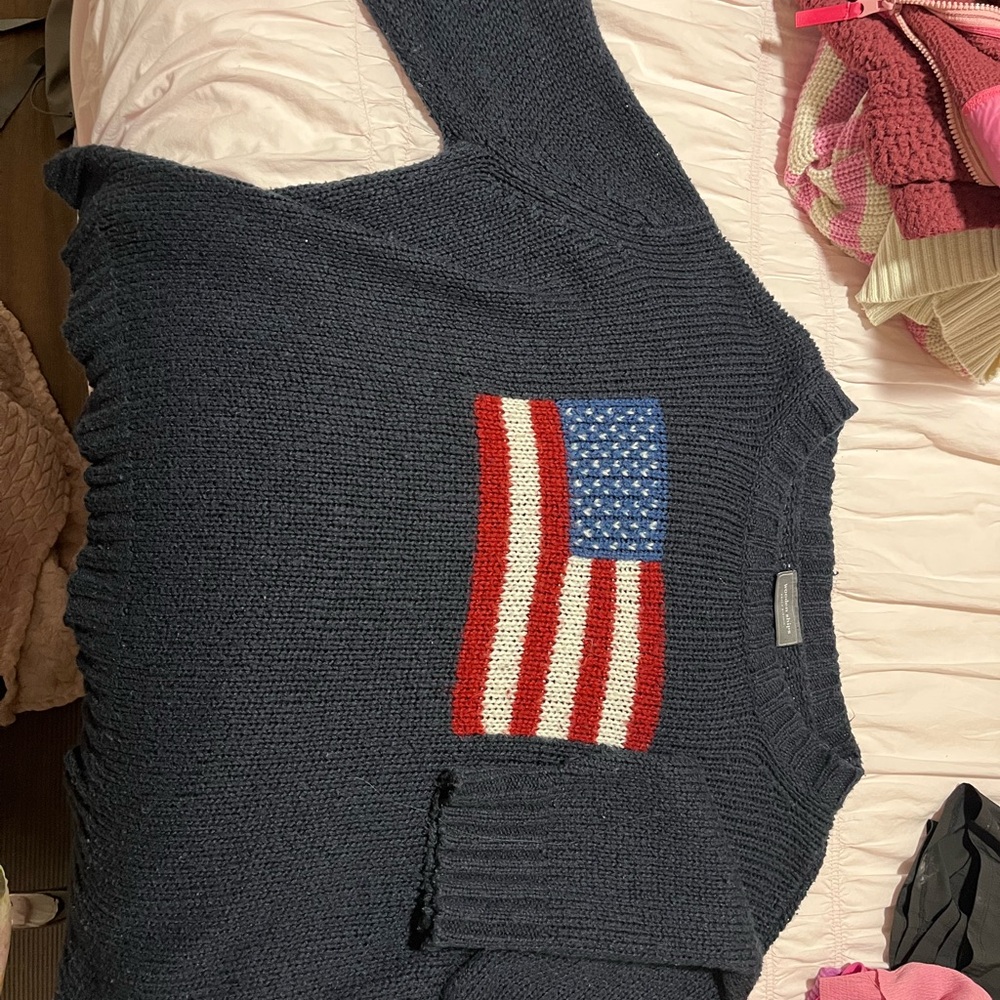 Wooden Ships Blue and Red Crew Neck Sweater